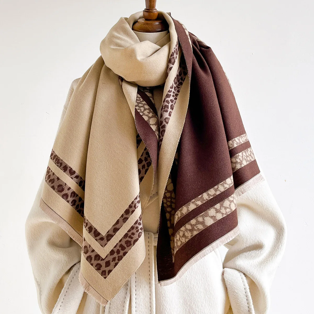 Woven Scarf Blanket - Kışlık, İki Yüzlü, Sıcak, Büyük Boy