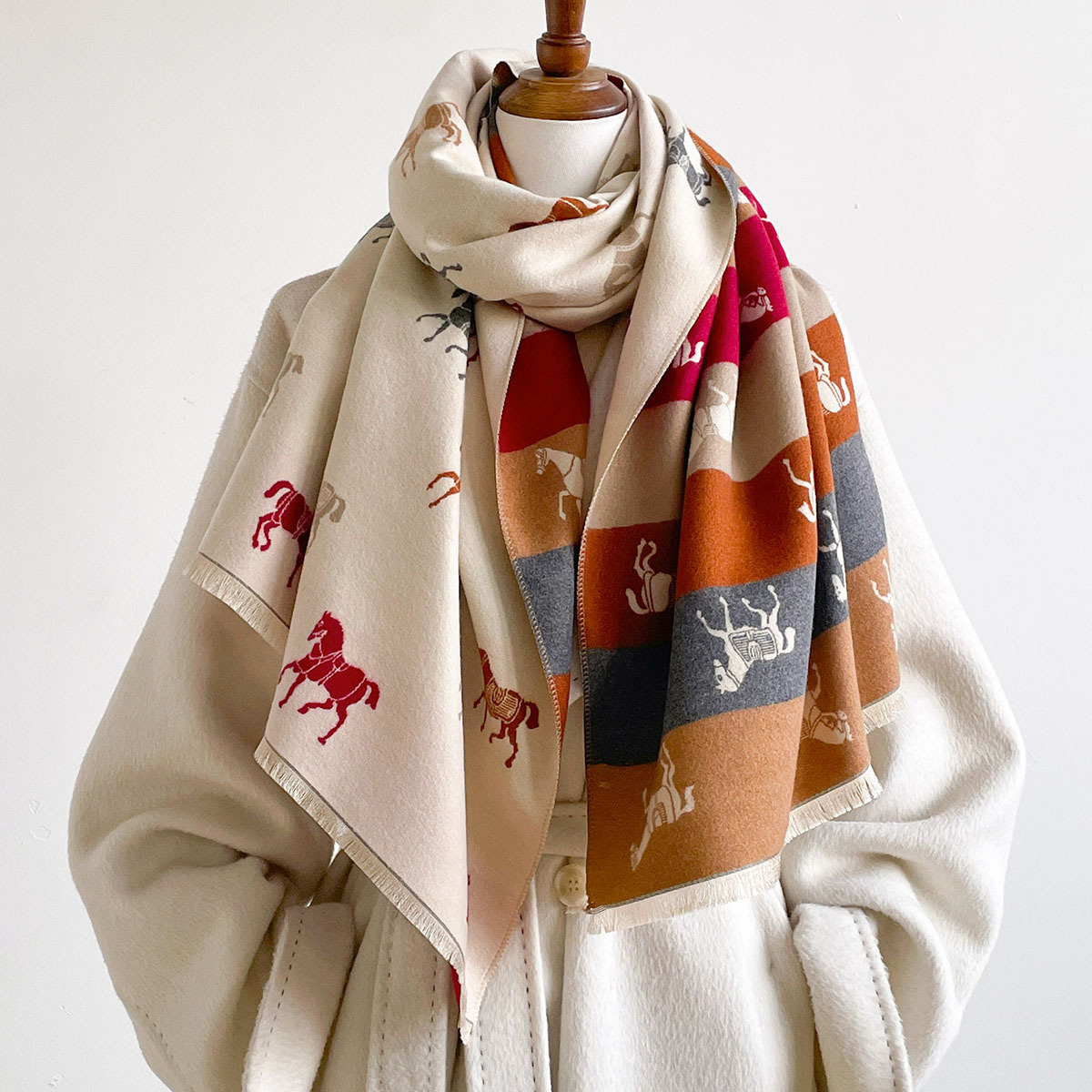 Woven Scarf Blanket - Sonbahar-Kışlık Kadın Şalı, Pashmina Şallar, Lüks