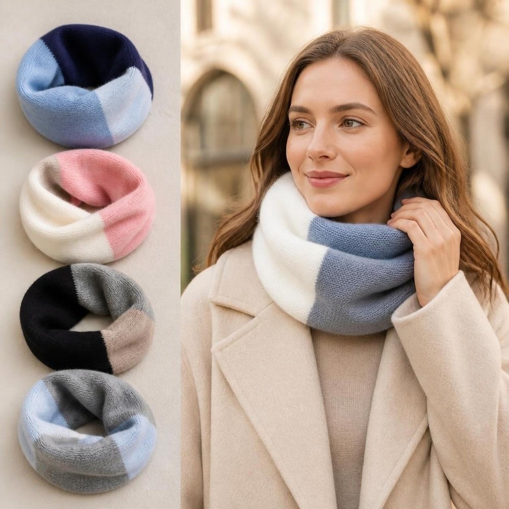 Infinity Scarf Knit - Yumuşak Dokulu, Renkli, Sonsuz Desenli, Örgü,